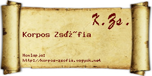 Korpos Zsófia névjegykártya